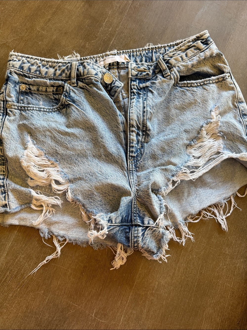 Garage Denim Distressed Light Blue Denim Shorts, Size 9 - Picture 8 of 8